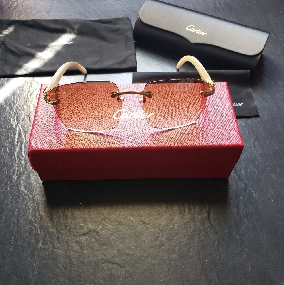 Cartier C Decor white Buffalo Horn Sunglasses